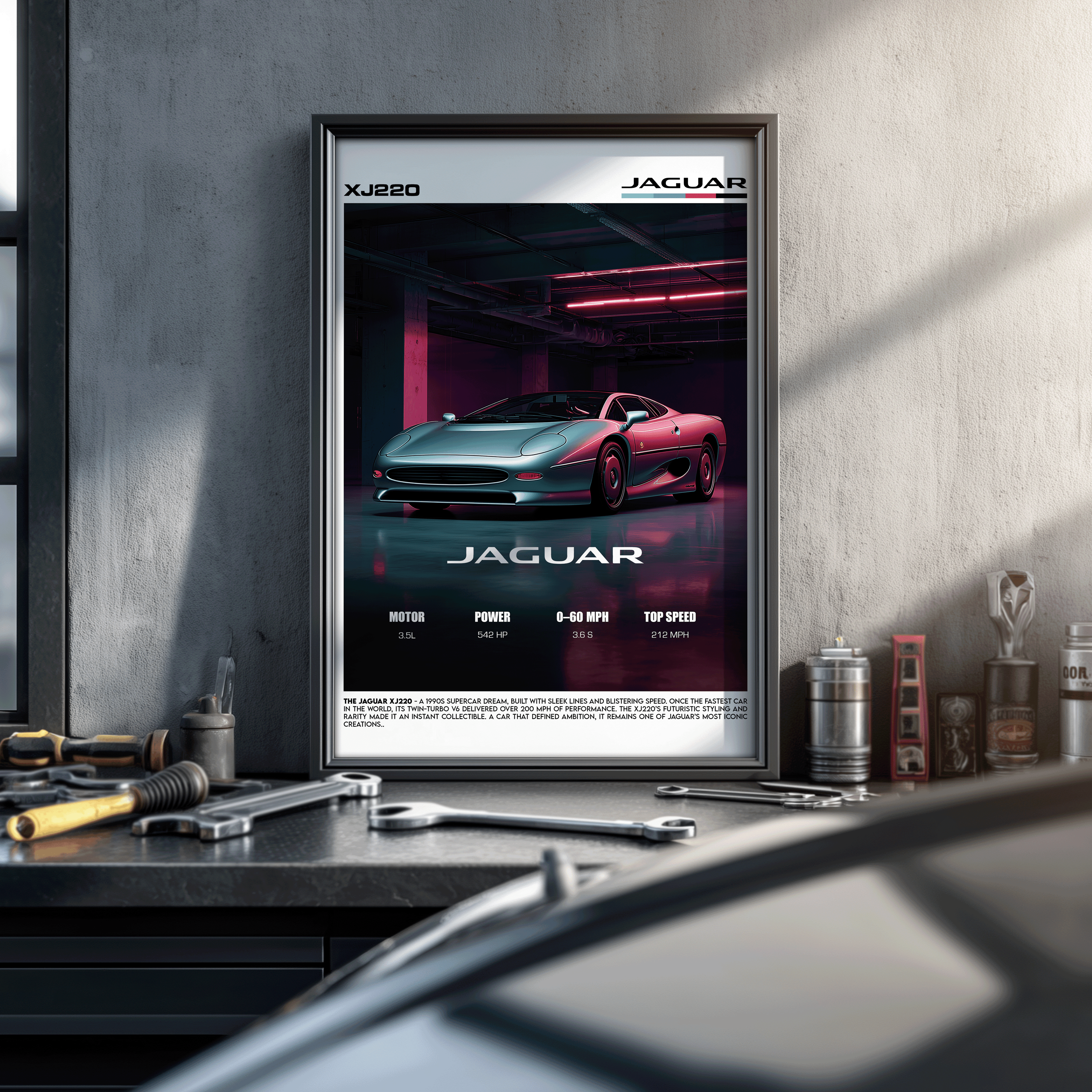 Jaguar XJ220 Poster – British Supercar Engineering Wall Art (Digital Download) Description