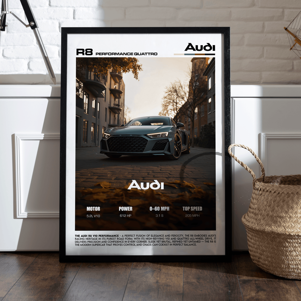 Audi R8 V10 Poster – German Supercar Performance Wall Art (Digital Download)