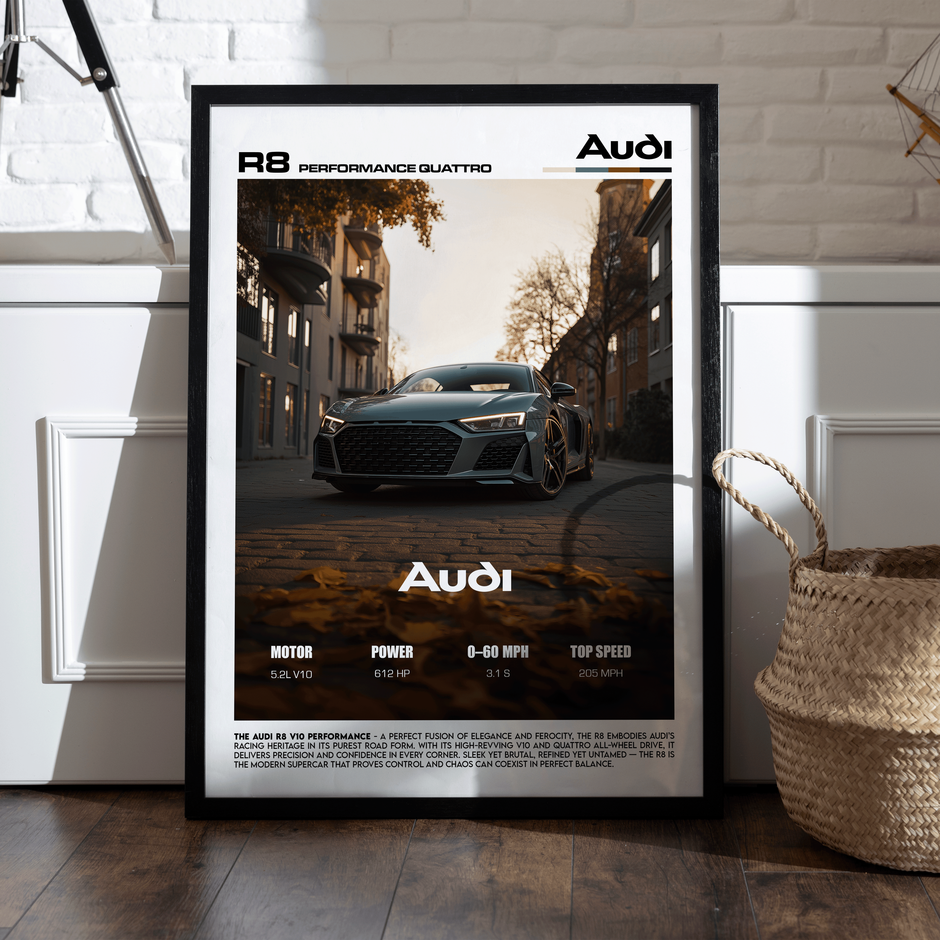 Audi R8 V10 Poster – German Supercar Performance Wall Art (Digital Download)
