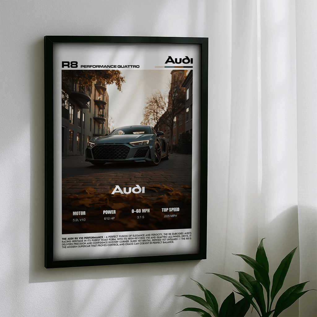 Audi R8 V10 Poster – German Supercar Performance Wall Art (Digital Download)