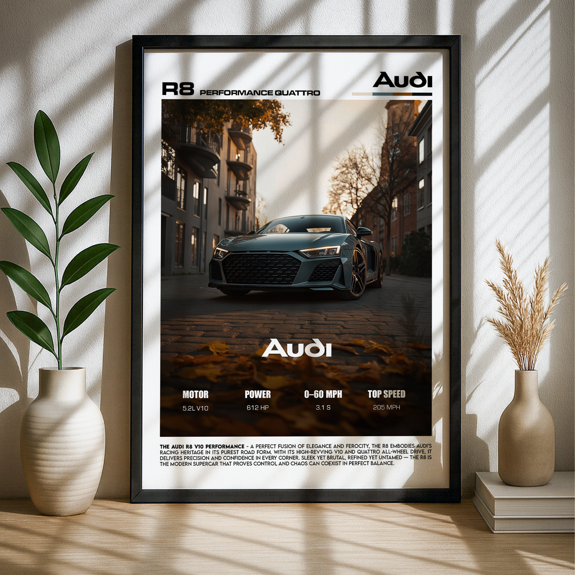 Audi R8 V10 Poster – German Supercar Performance Wall Art (Digital Download)