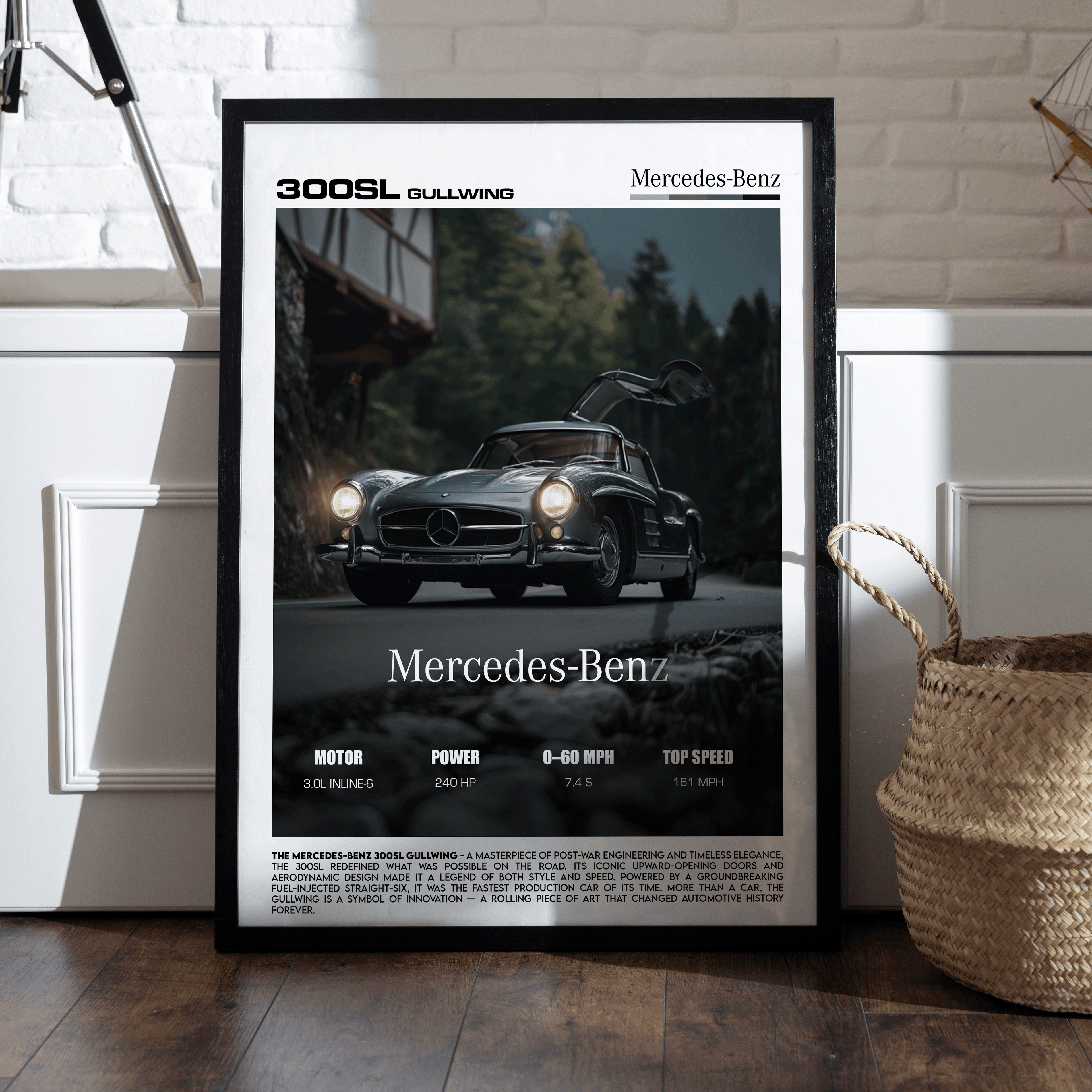 Mercedes-Benz 300SL Gullwing Poster – Iconic Classic Sports Car Wall Art (Digital Download)