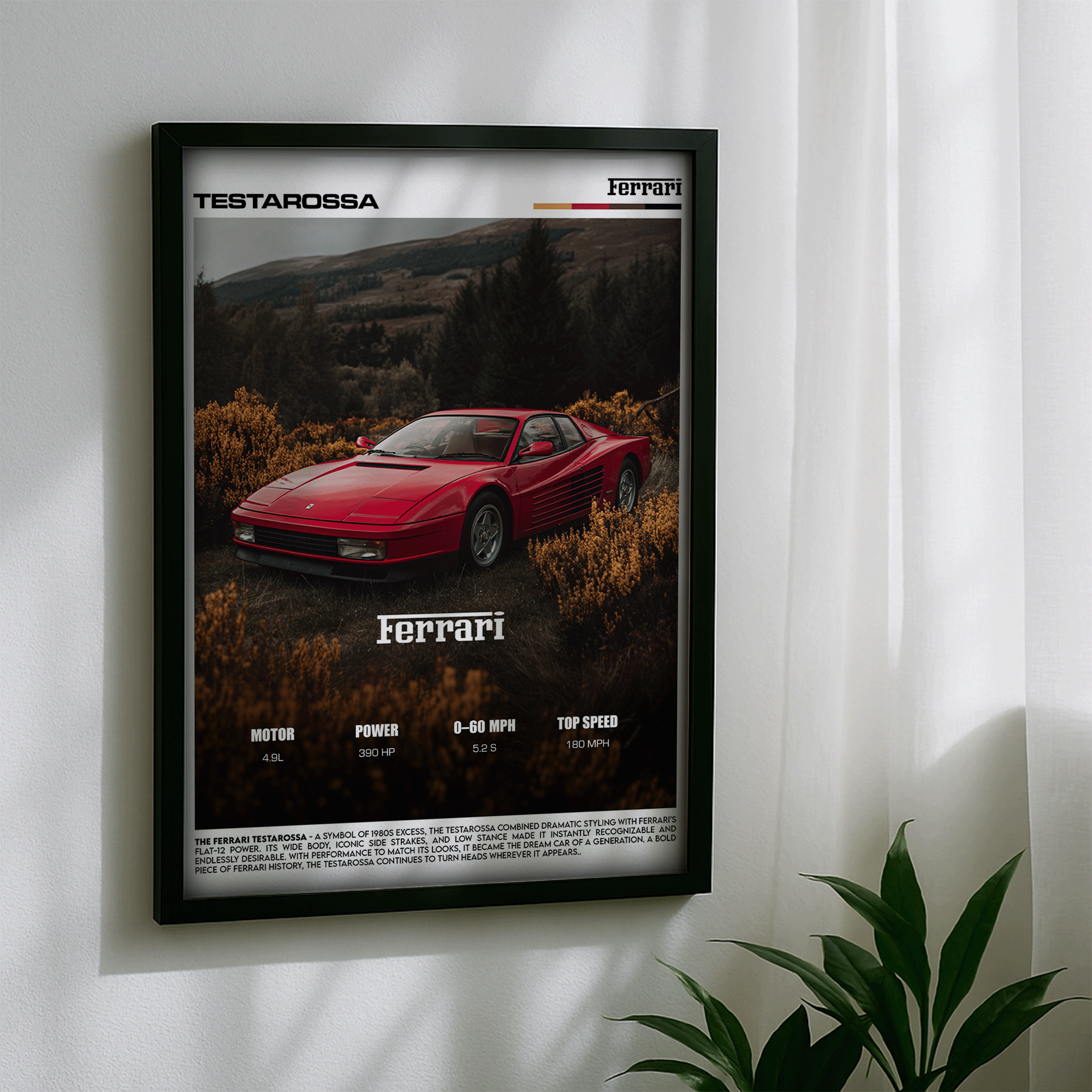 Ferrari Testarossa Poster – Iconic 80s Supercar Wall Art (Digital Download)
