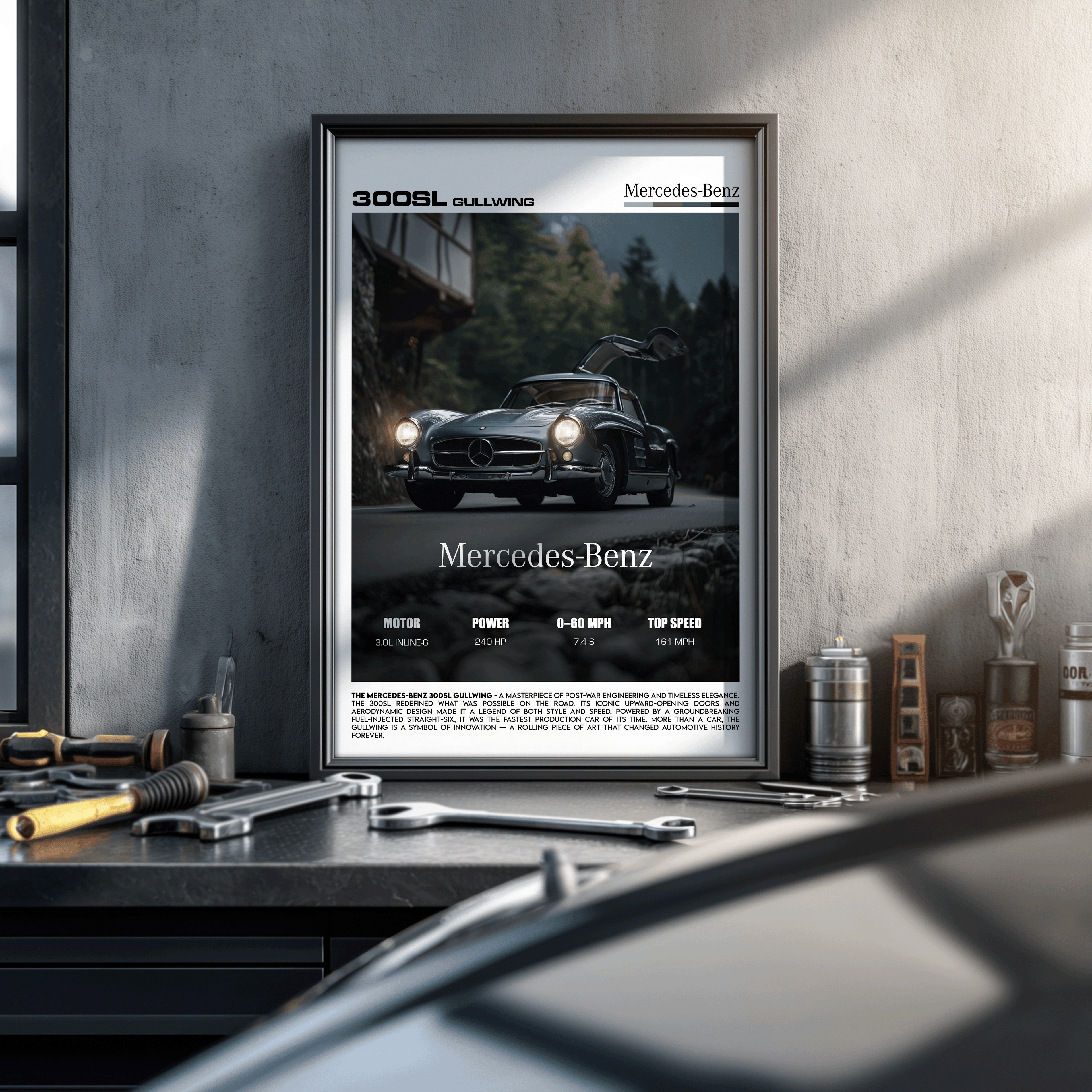 Mercedes-Benz 300SL Gullwing Poster – Iconic Classic Sports Car Wall Art (Digital Download)