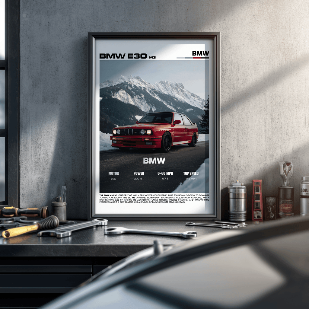 BMW E30 M3 Poster – Classic Motorsport Icon Car Wall Art (Digital Download)