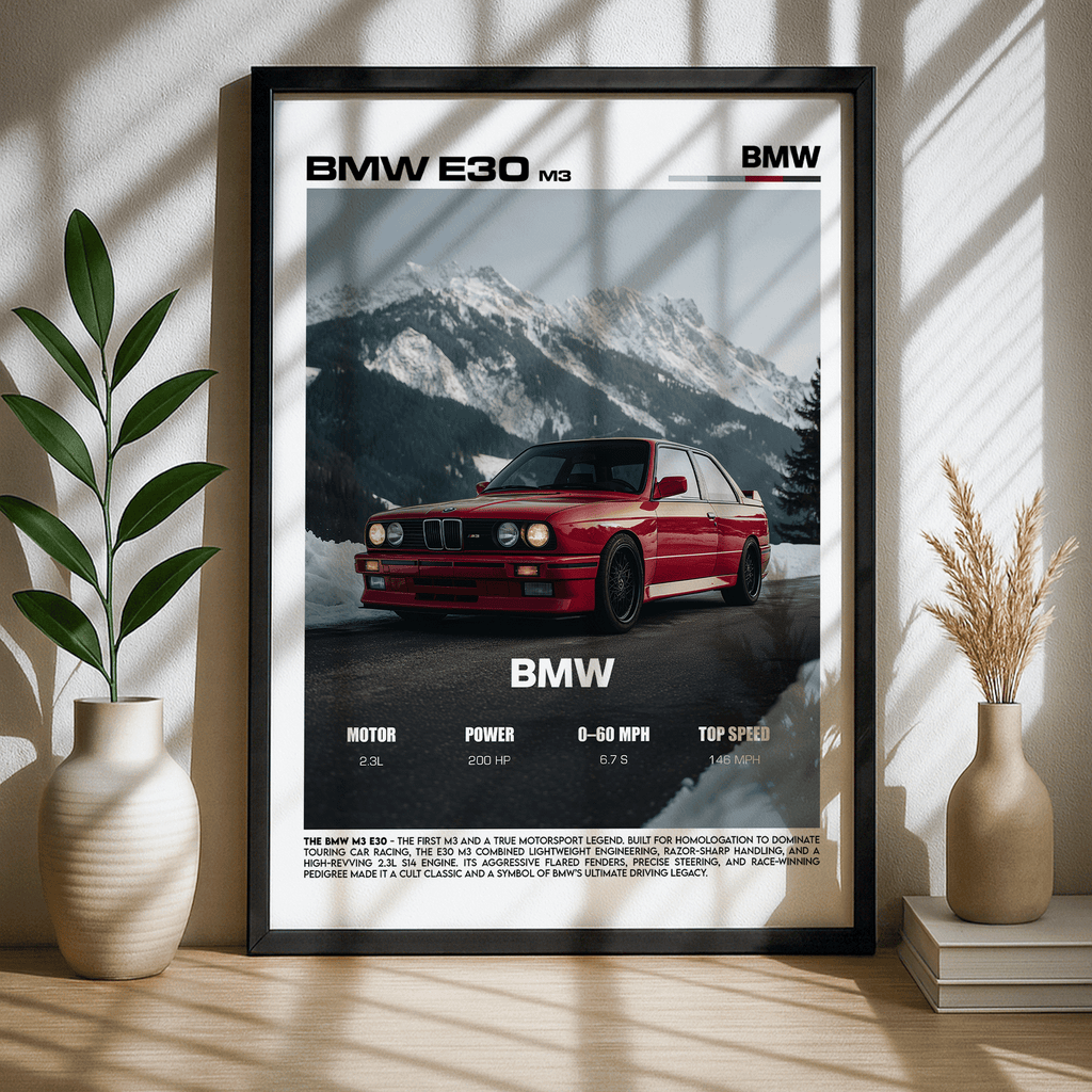 BMW E30 M3 Poster – Classic Motorsport Icon Car Wall Art (Digital Download)