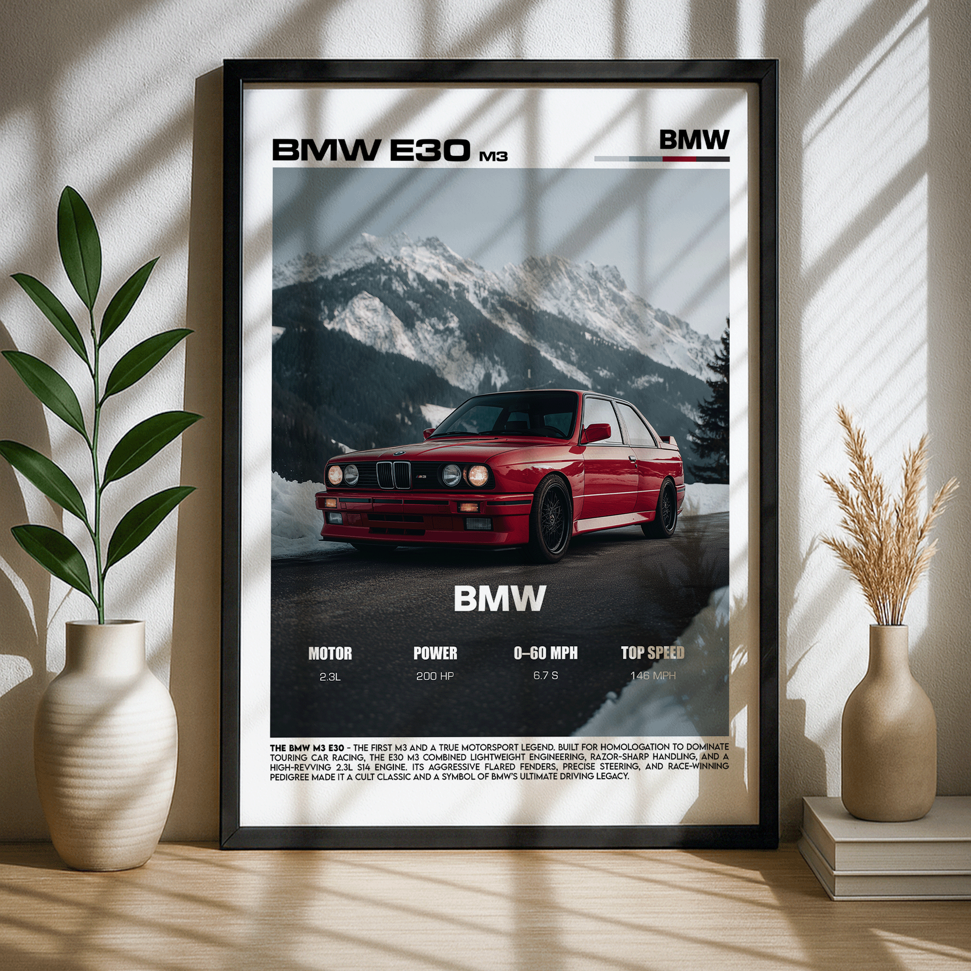 BMW E30 M3 Poster – Classic Motorsport Icon Car Wall Art (Digital Download)