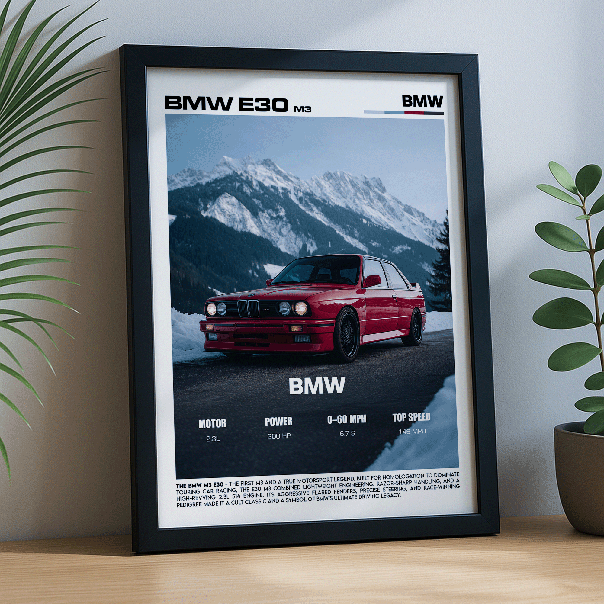 BMW E30 M3 Poster – Classic Motorsport Icon Car Wall Art (Digital Download)