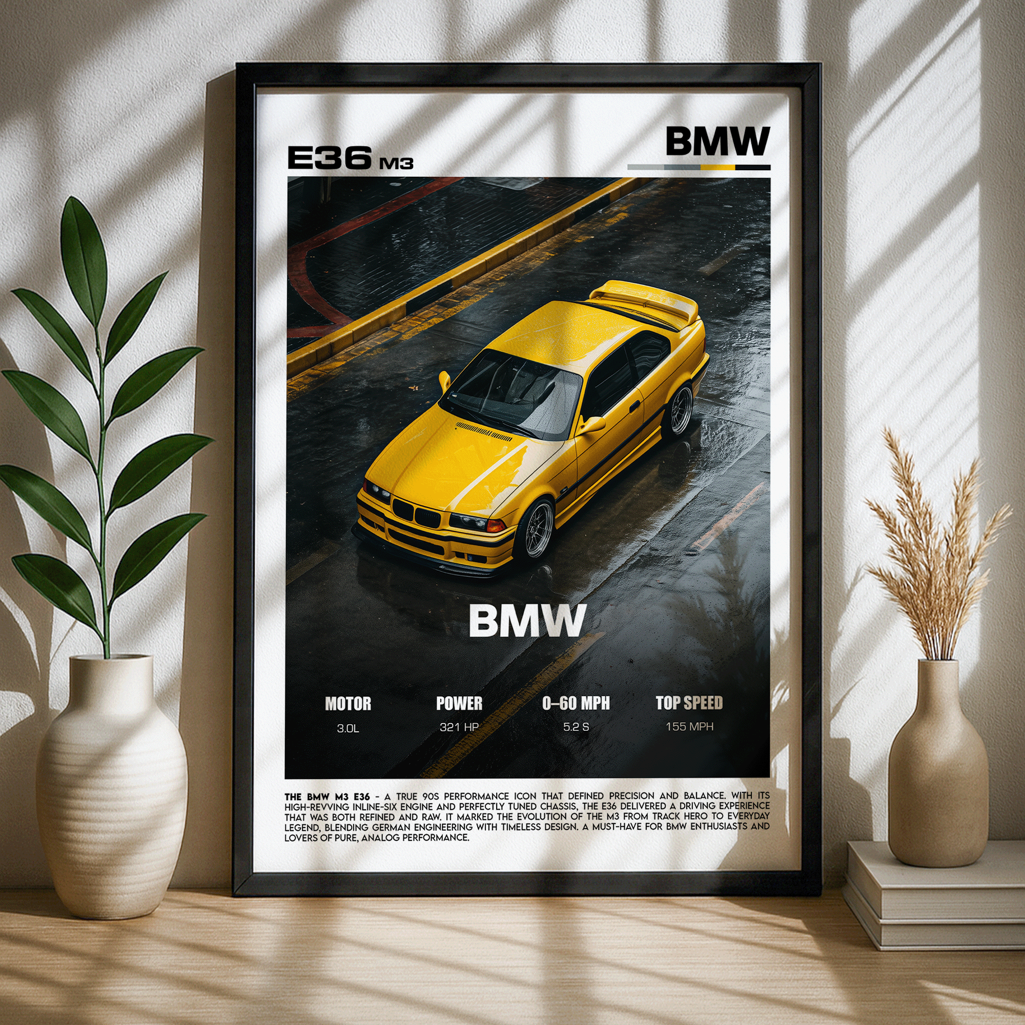 BMW M3 E36 Poster – Pure 90s Performance Wall Art (Digital Download)
