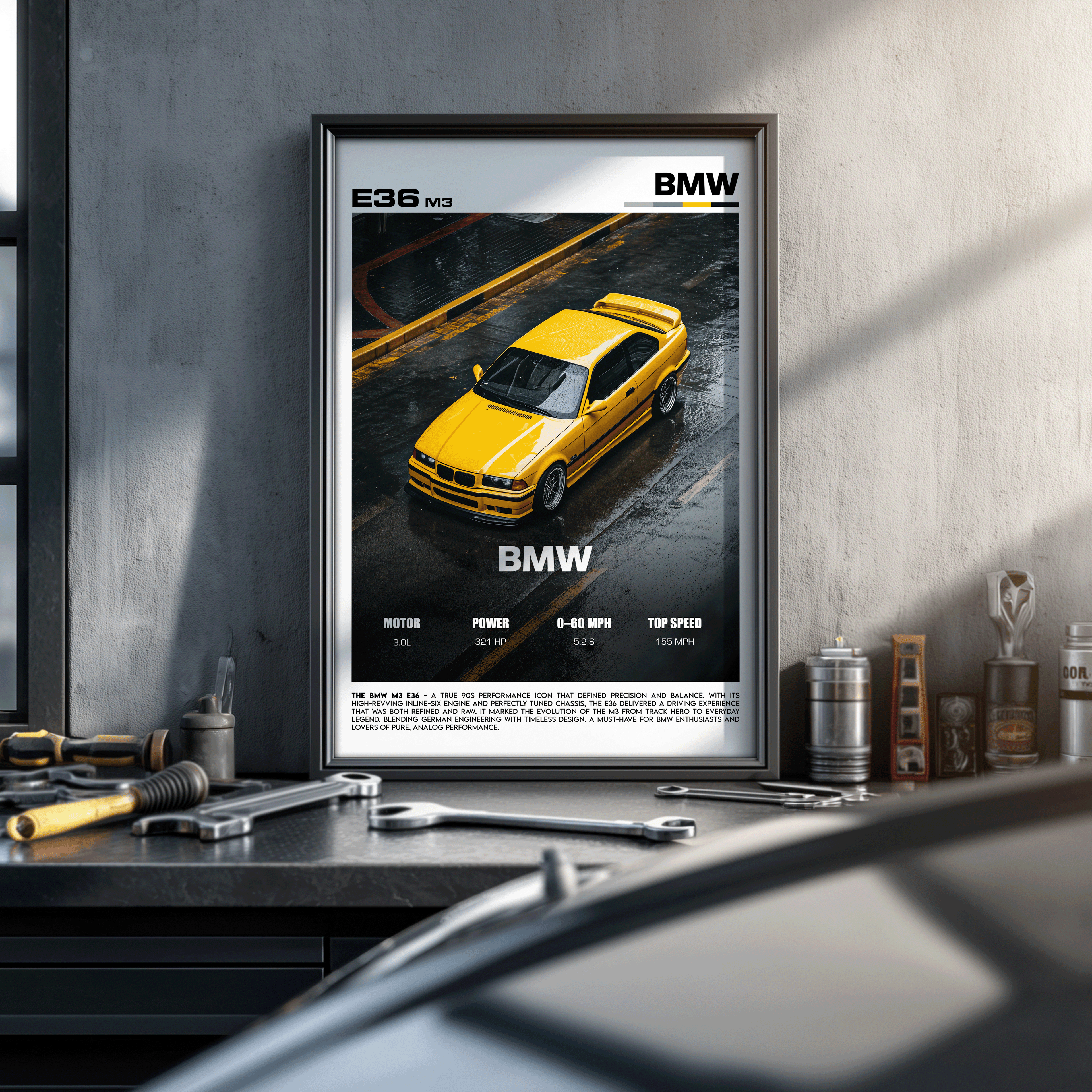 BMW M3 E36 Poster – Pure 90s Performance Wall Art (Digital Download)