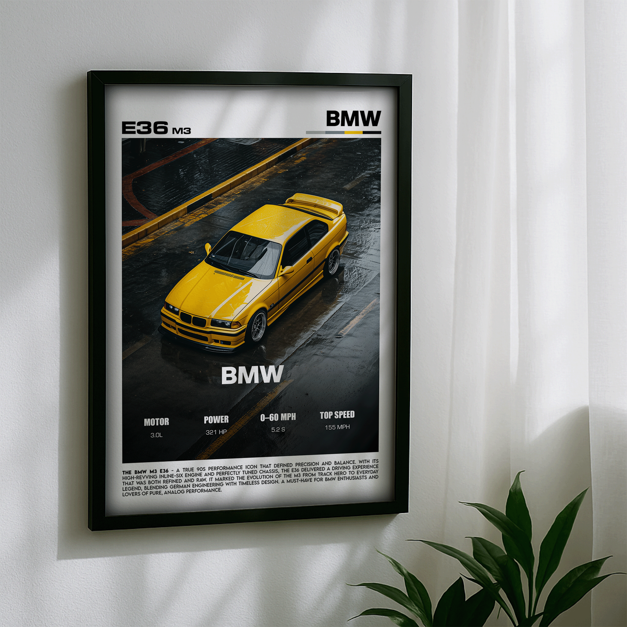 BMW M3 E36 Poster – Pure 90s Performance Wall Art (Digital Download)