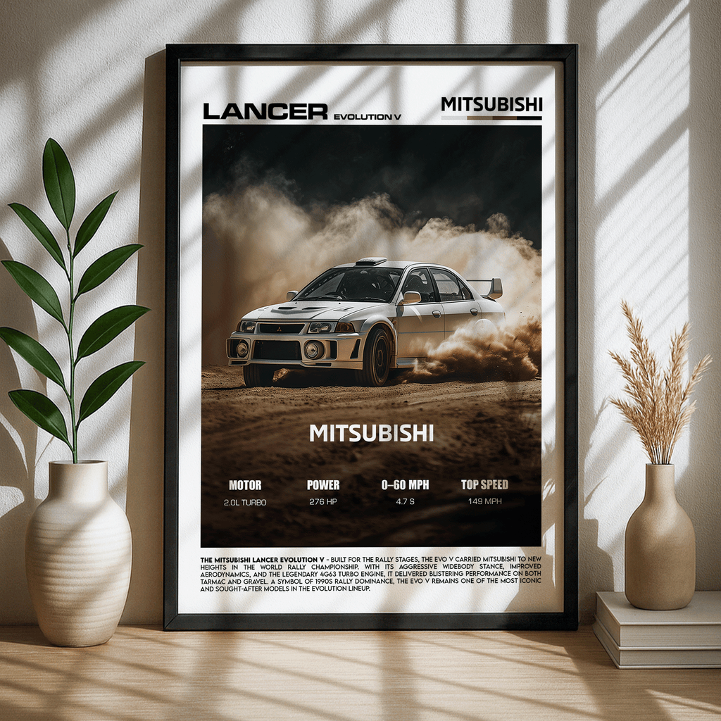 Mitsubishi Lancer Evolution V Poster – Iconic Rally Performance Car Wall Art (Digital Download)
