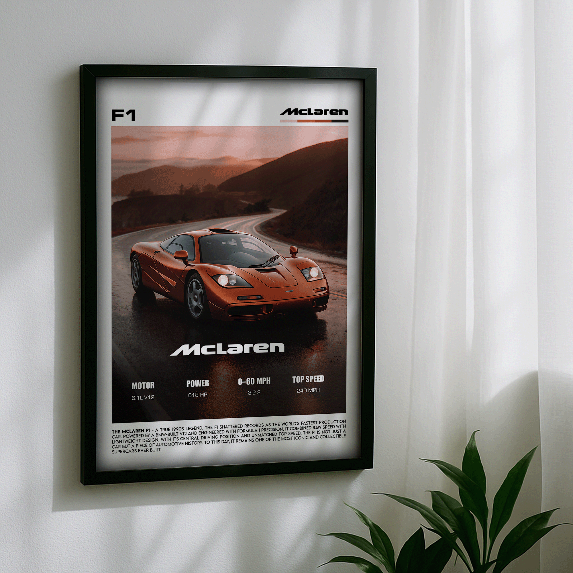 McLaren F1 Poster – Legendary 90s Supercar Performance Wall Art (Digital Download)