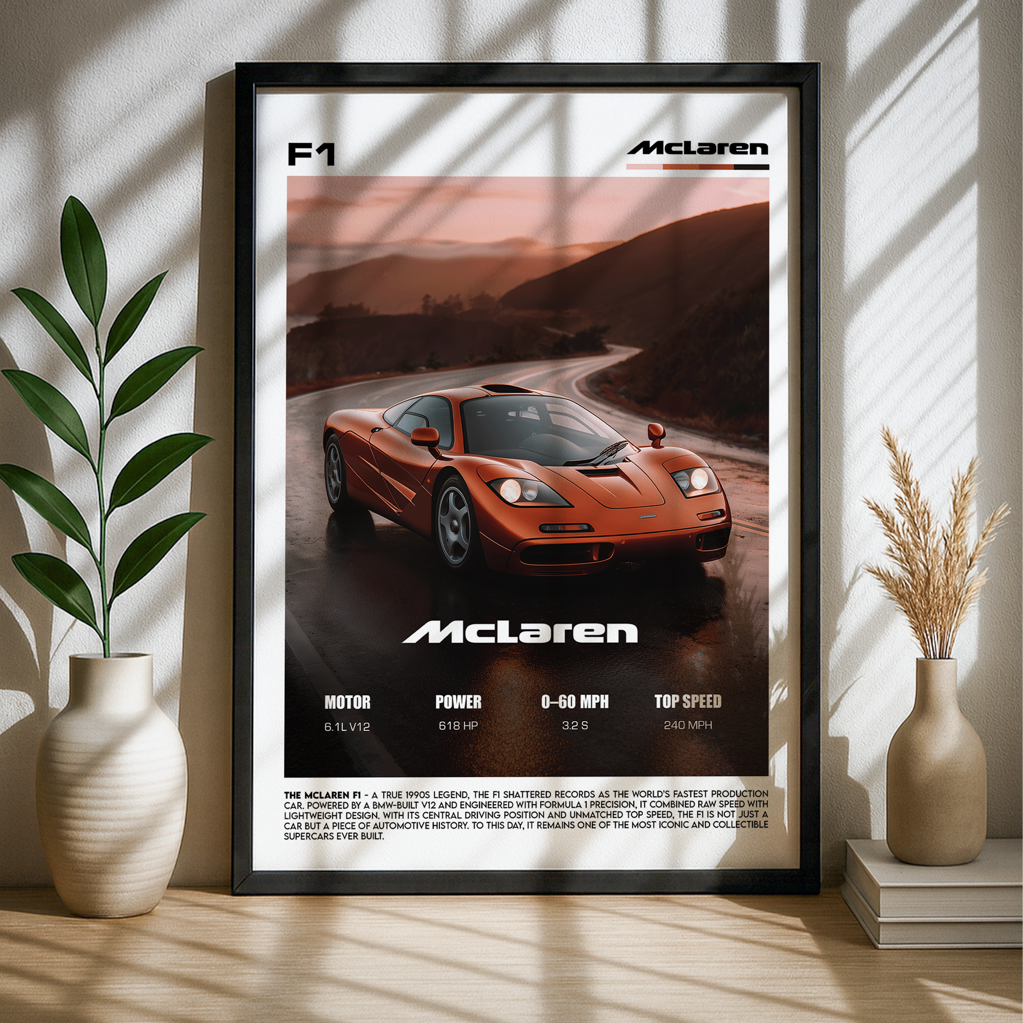McLaren F1 Poster – Legendary 90s Supercar Performance Wall Art (Digital Download)