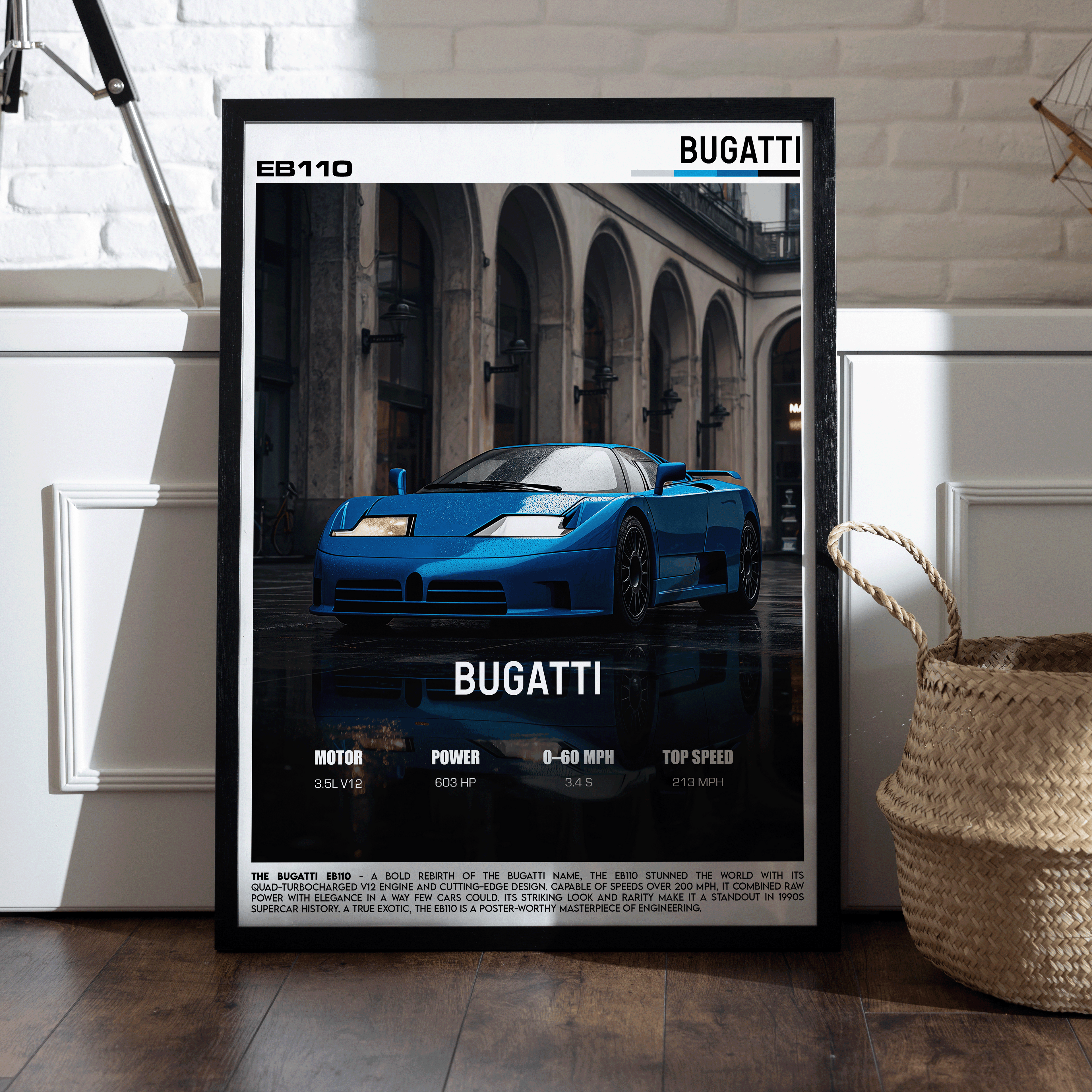 Bugatti EB110 Poster – Quad-Turbo Hypercar Wall Art (Digital Download)