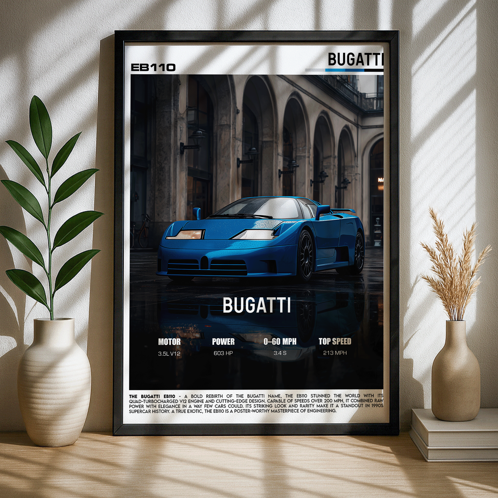 Bugatti EB110 Poster – Quad-Turbo Hypercar Wall Art (Digital Download)