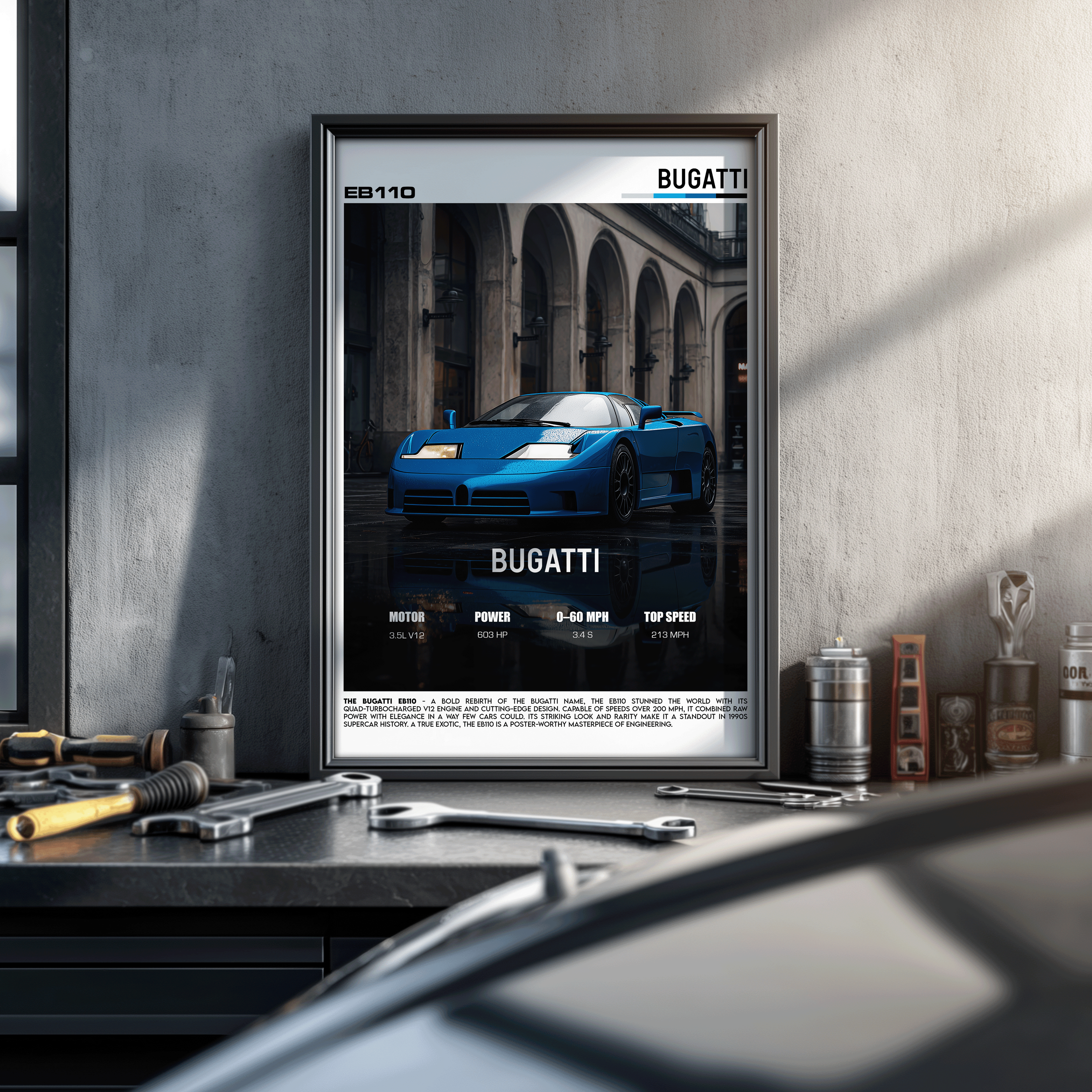 Bugatti EB110 Poster – Quad-Turbo Hypercar Wall Art (Digital Download)
